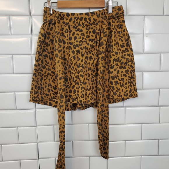 A NEW DAY | ANIMAL PRINT LEOPARD CINCHED WAIST DRESSY SHORT SHORTS WOMEN SIZE XS - Picture 8 of 17